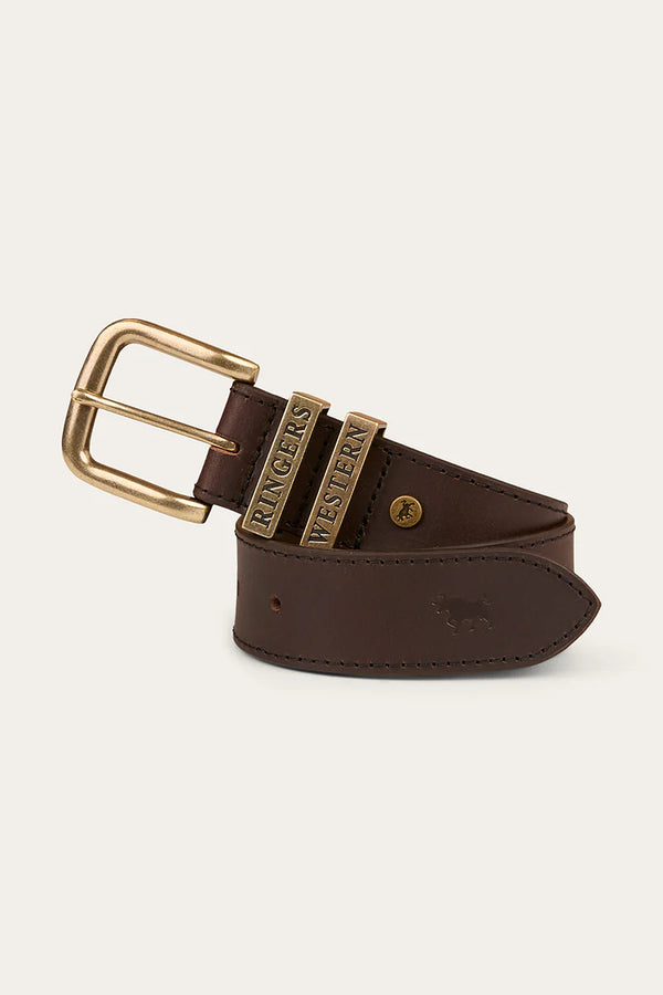 Ringers Western Kids James Belt - Dark Brown/Gold