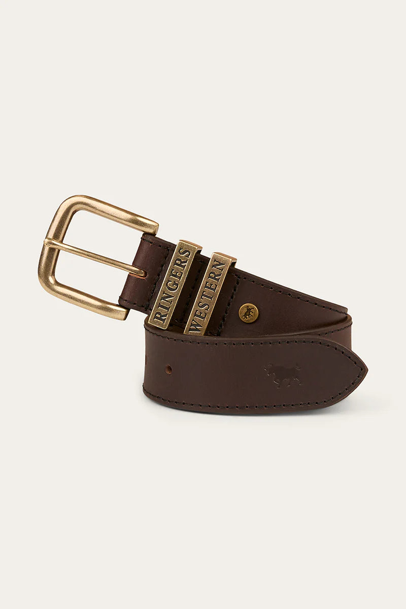 Ringers Western Kids James Belt - Dark Brown/Gold