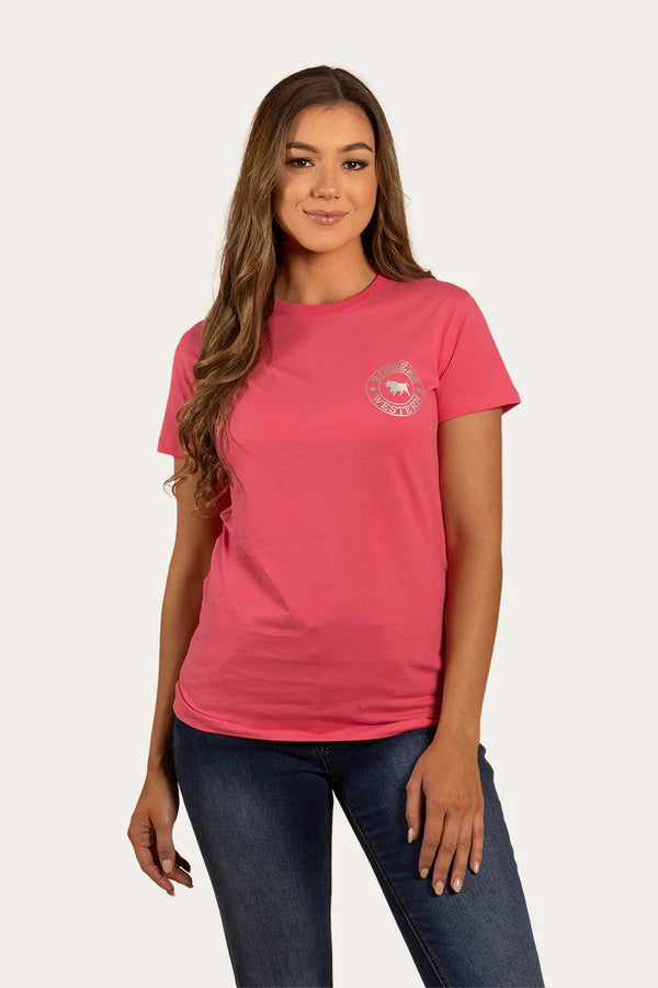 RINGERS WESTERN Signature Bull Women's Classic Fit T-Shirt - Melon/Silver