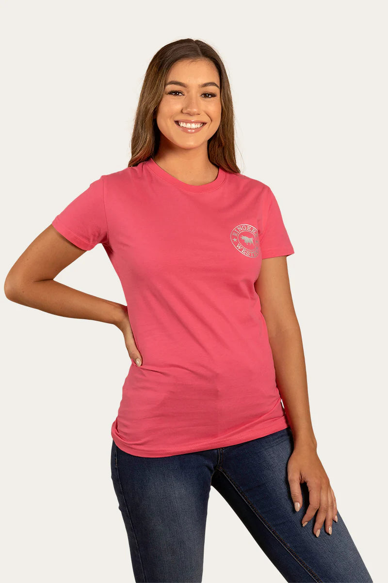 RINGERS WESTERN Signature Bull Women's Classic Fit T-Shirt - Melon/Silver