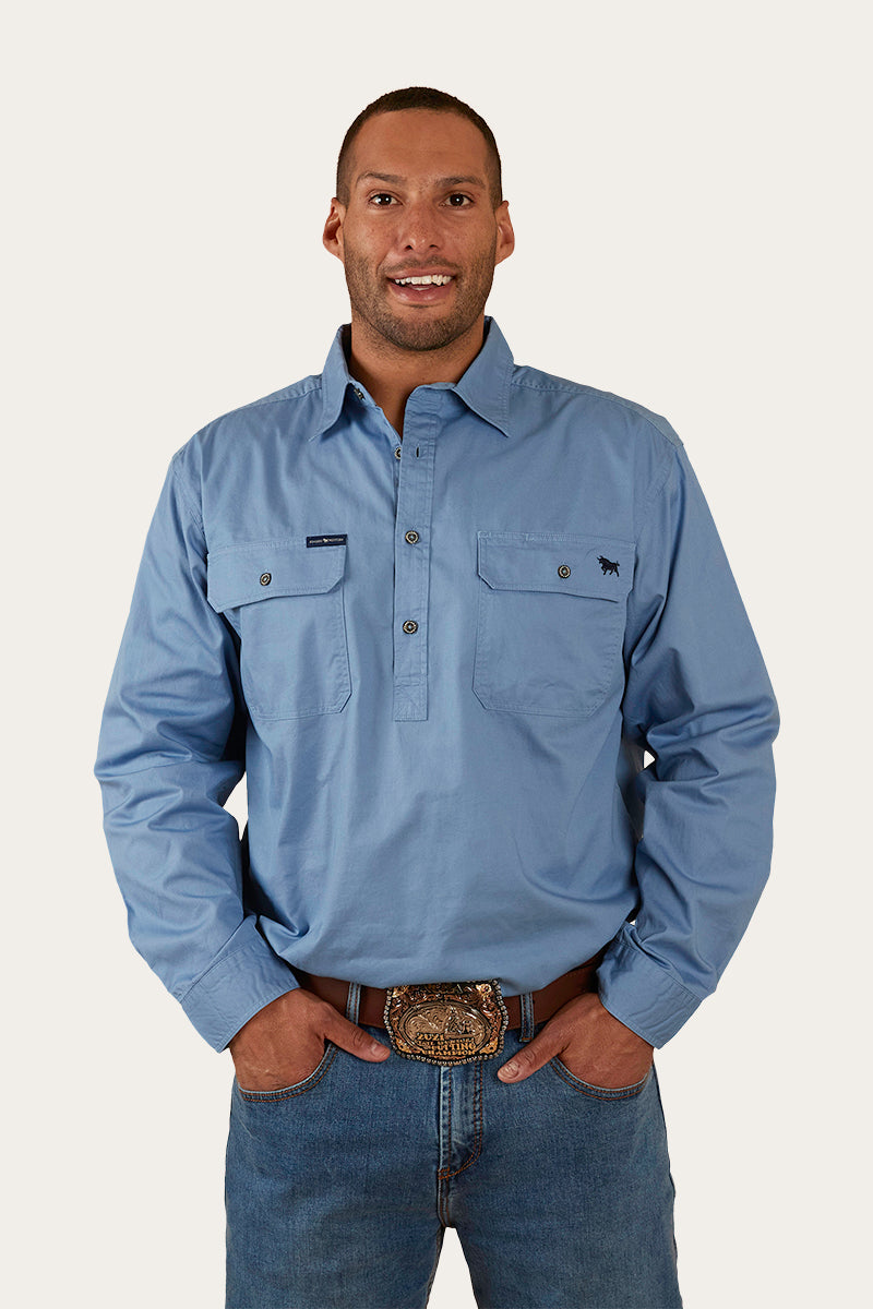 RINGERS WESTERN King River Men's Full Button Work Shirt - Denim Blue