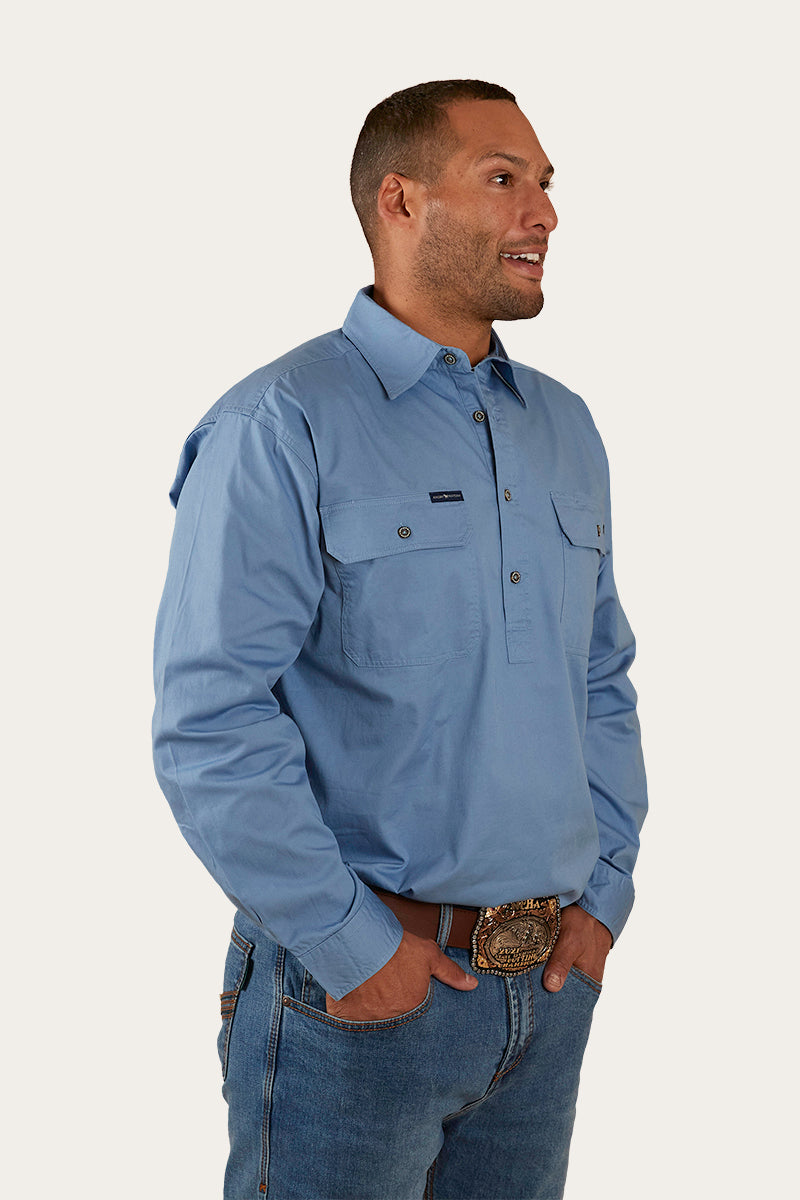 RINGERS WESTERN King River Men's Full Button Work Shirt - Denim Blue