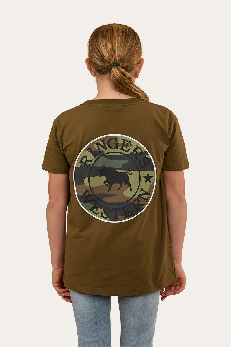 RINGERS WESTERN Signature Bull Kids Classic T-Shirt - Military Green / Camo