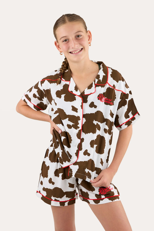 Ringers Western Evadale Kids Short Pyjama Set - White/Chocolate