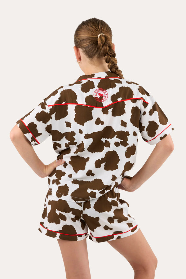 Ringers Western Evadale Kids Short Pyjama Set - White/Chocolate