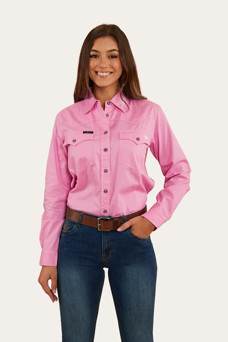 RINGERS WESTERN Lambert Womens Full Button Work Shirt - Pastel Pink