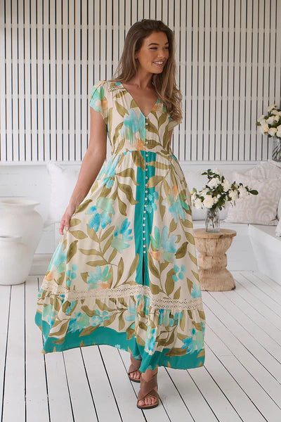 Himalayan Poppy Print Carmen Maxi - Jaase