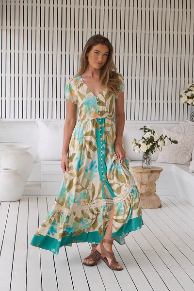 Himalayan Poppy Print Carmen Maxi - Jaase