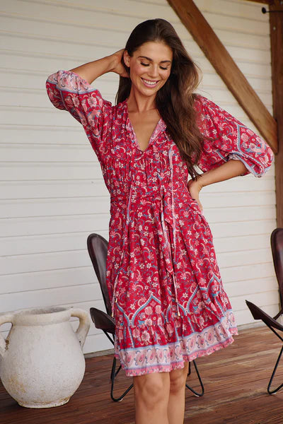 Ruby Rouge Print French Dress - Jaase