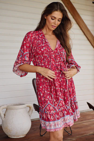 Ruby Rouge Print French Dress - Jaase