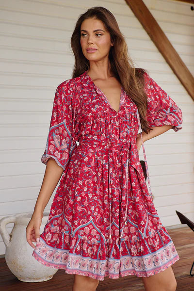 Ruby Rouge Print French Dress - Jaase