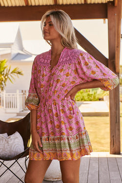 Blushing Meadow Print Olivia Mini Dress  - Jaase