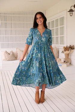Serenade Print Eve Midi Dress - JAASE