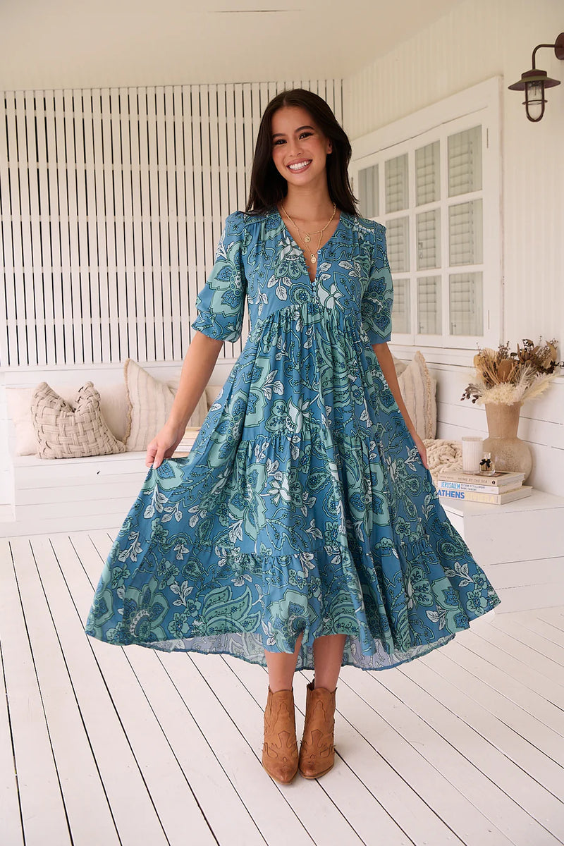 Jaase Serenade Print Eve Midi Dress Whiskey and Wildflowers Jaase Serenade Print Eve Midi Dress Whiskey and Wildflowers