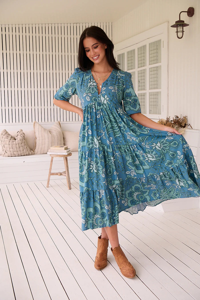 Serenade Print Eve Midi Dress - JAASE