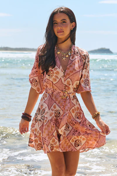 Tahitian Print Inka Mini Dress - JAASE