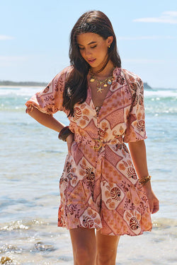 Tahitian Print Inka Mini Dress - JAASE