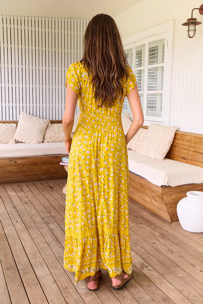 Sunshine Daisy Print Romi Maxi Dress - JAASE