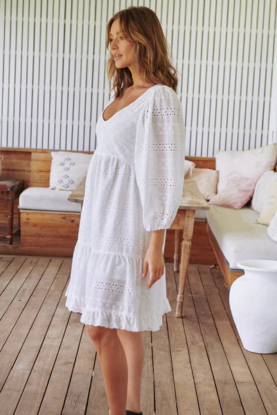 White Te Amo Collection Shaye Midi Dress- Jaase