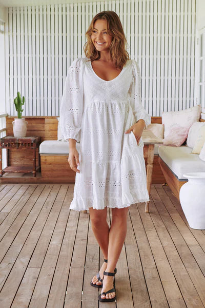 White Te Amo Collection Shaye Midi Dress- Jaase