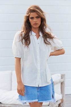 White Poppy Cotton Sierra Top - Jaase