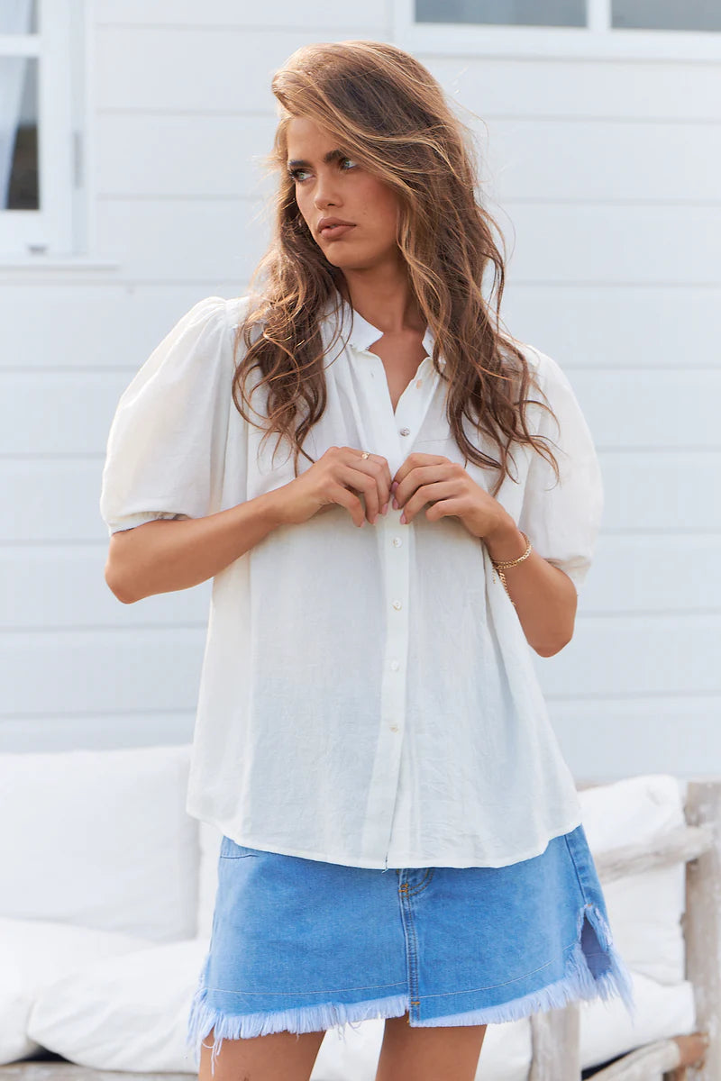 White Poppy Cotton Sierra Top - Jaase