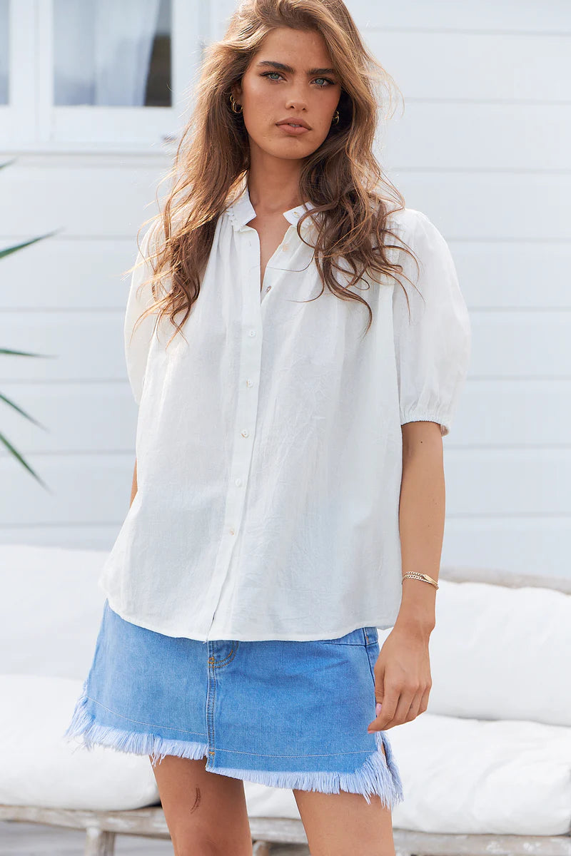 White Poppy Cotton Sierra Top - Jaase