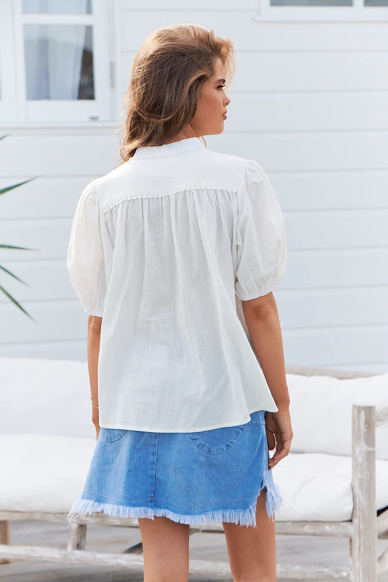 White Poppy Cotton Sierra Top - Jaase