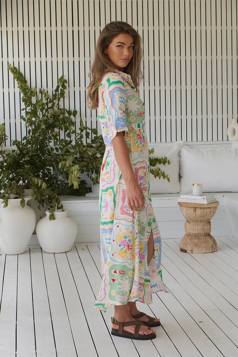 La Mer Print Pepper Midi Dress - Jaase