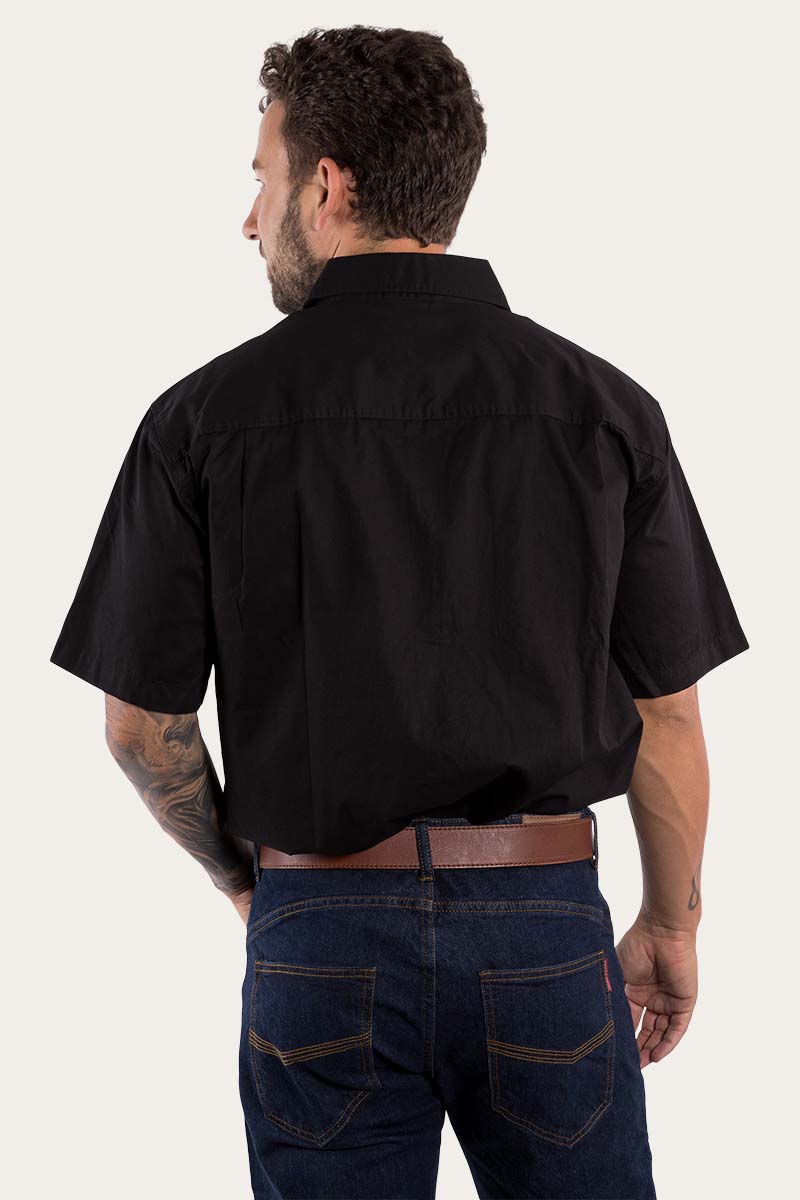 RINGERS WESTERN Lake Argyle Men's Short Sleeve Full Button Work Shirt - Black