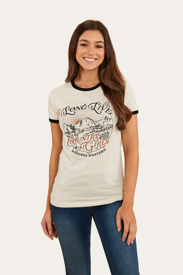 RINGERS WESTERN Melrose Womens Classic Fit T-Shirt - Off White/Black