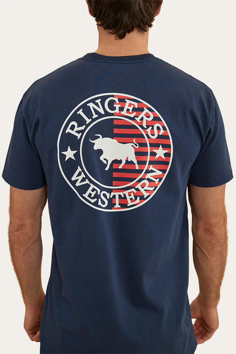 RINGERS WESTERN Signature Bull Flag Mens Stock Fit T-Shirt - Navy