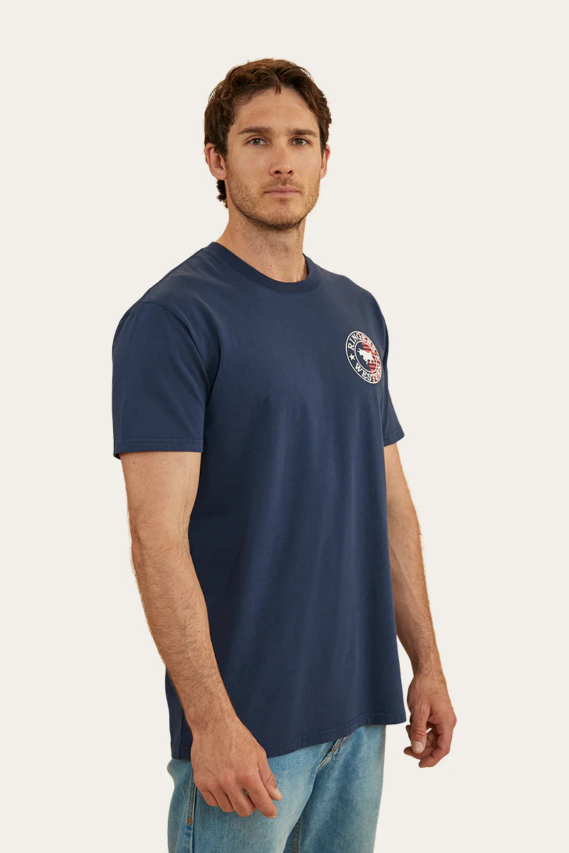 RINGERS WESTERN Signature Bull Flag Mens Stock Fit T-Shirt - Navy