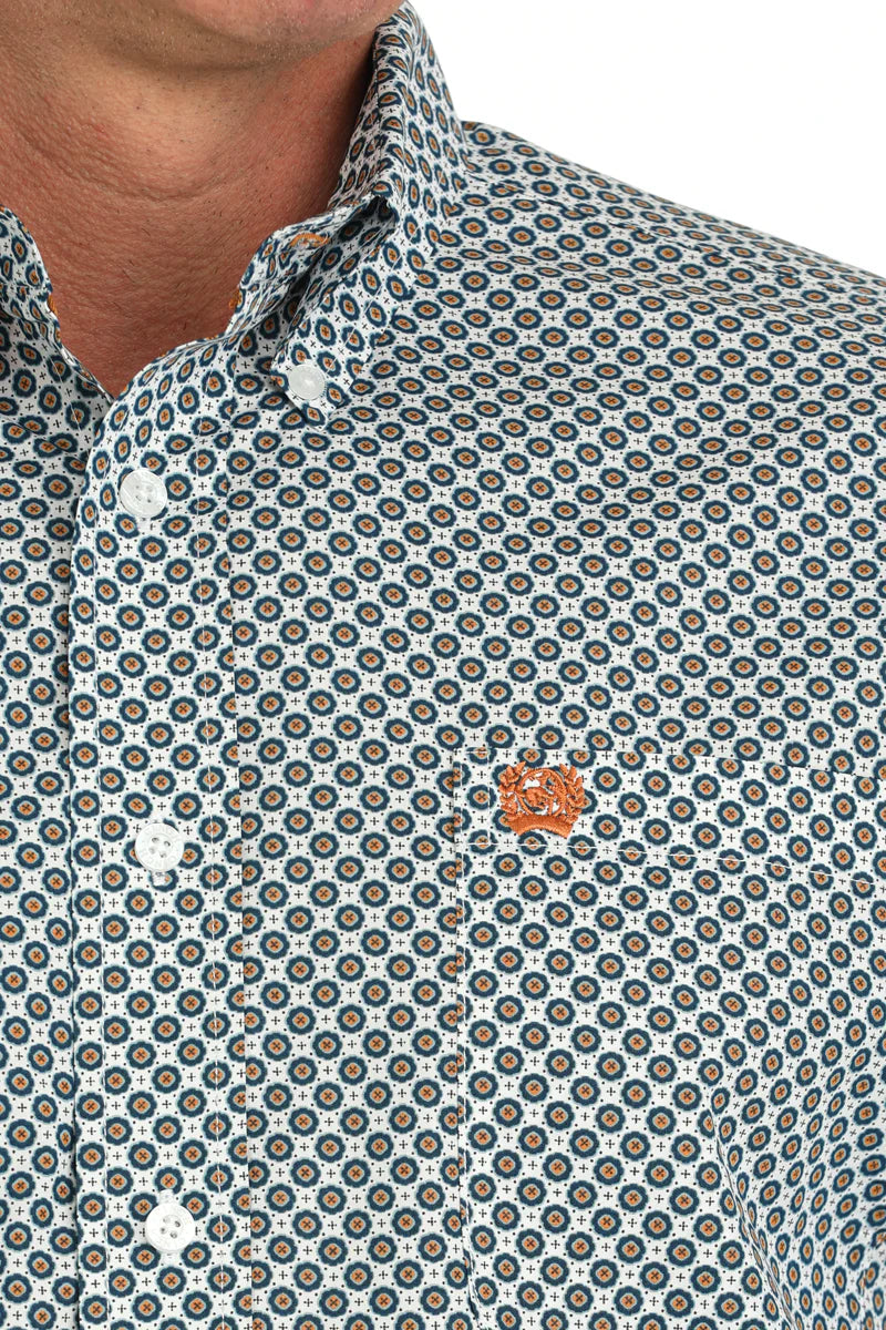 Cinch - Mens White Geometric Print Shirt