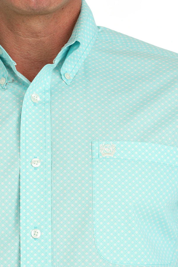 Cinch - Mens Turquoise Geometric Print Shirt