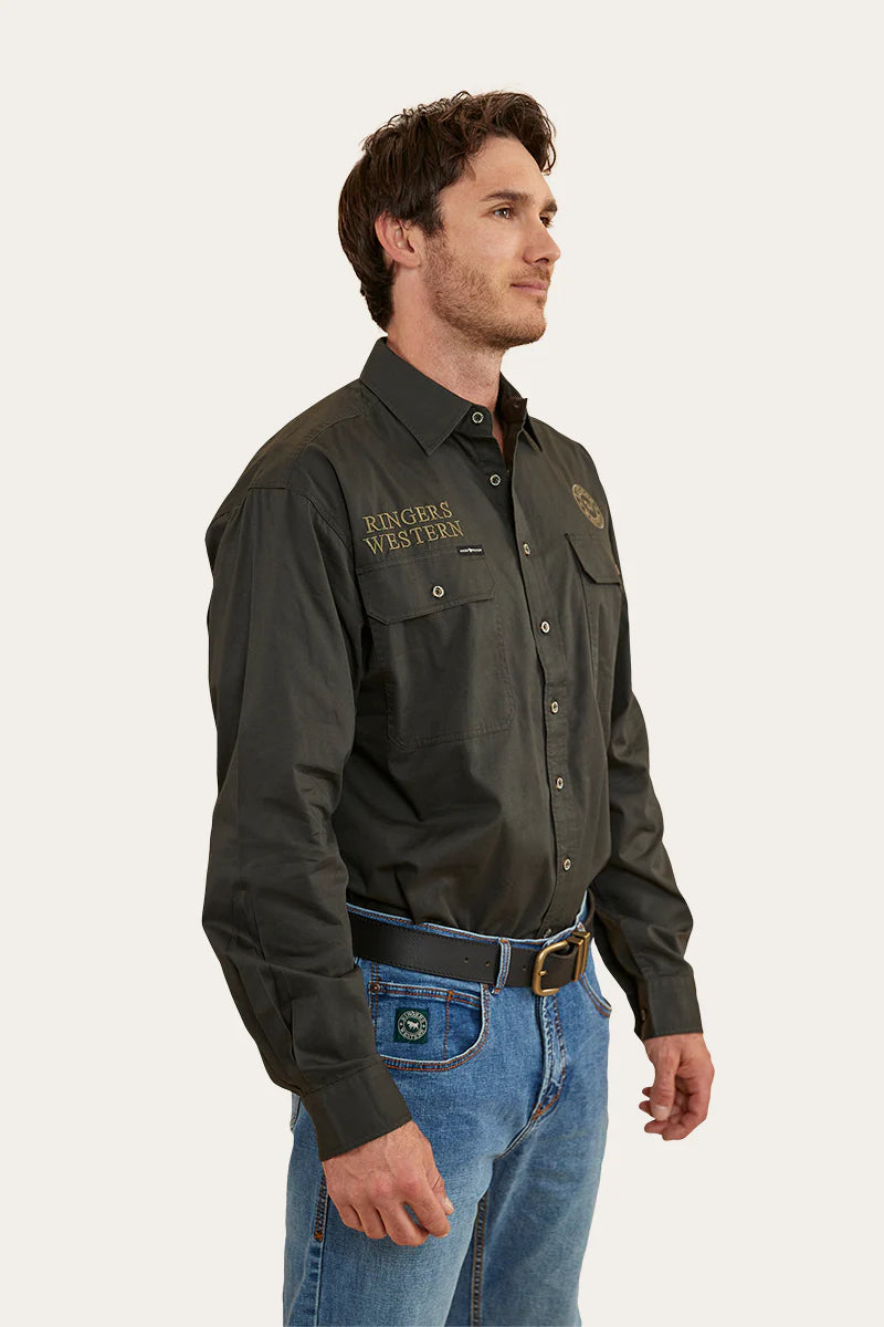 RINGERS WESTERN Hawkeye Men's Full Button Work Shirt - Military Green