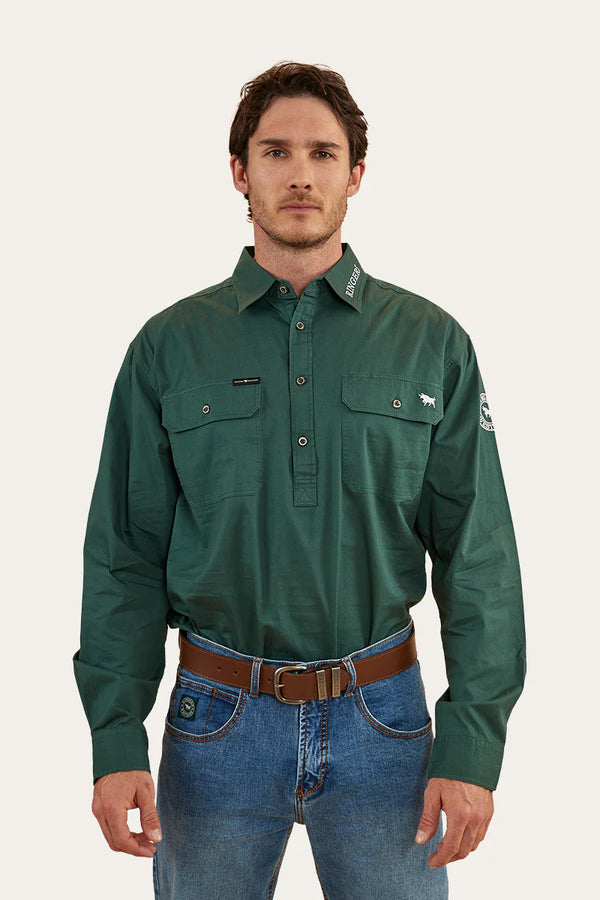 RINGERS WESTERN Kreiger Mens Half Button Work Shirt - Pine