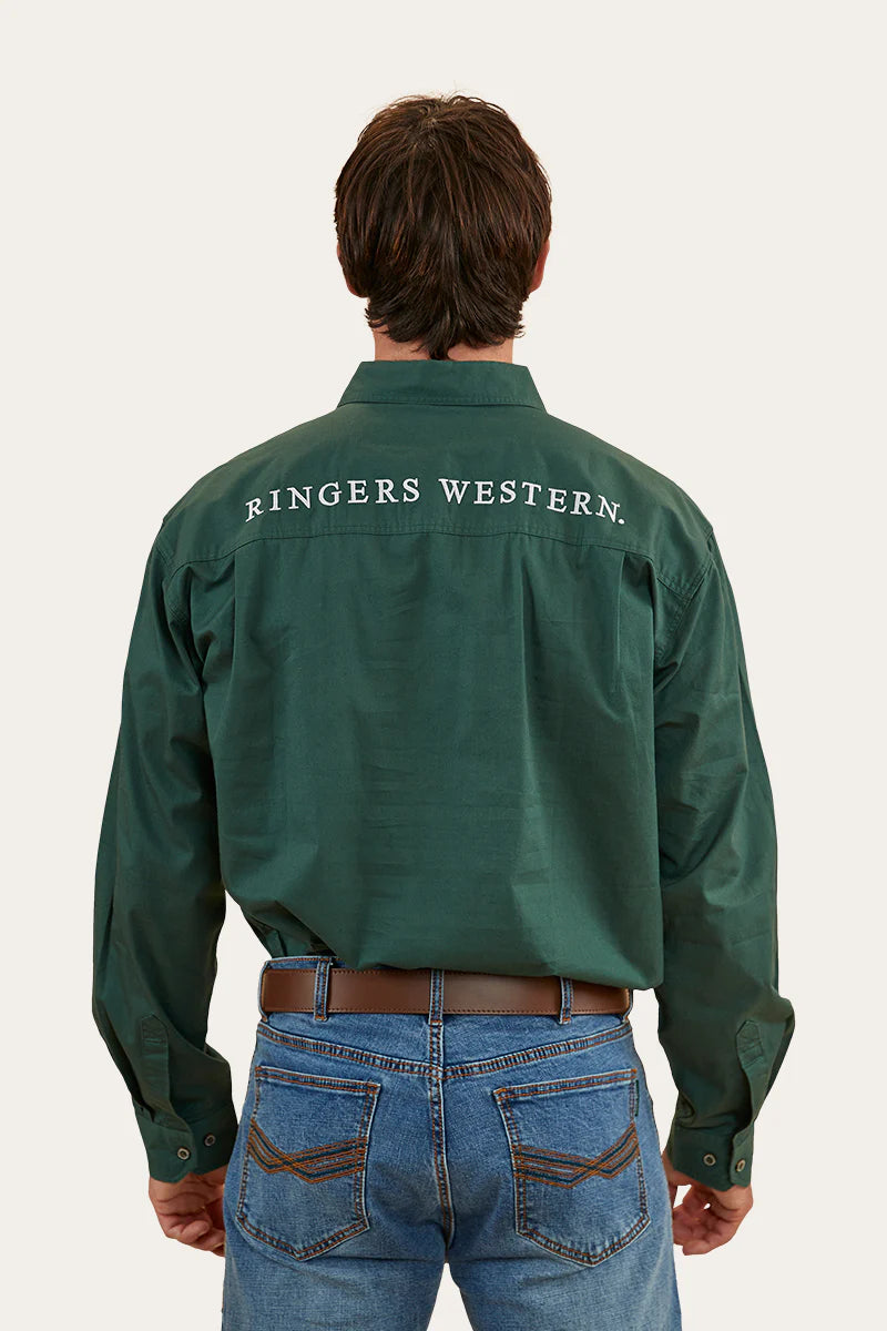 RINGERS WESTERN Kreiger Mens Half Button Work Shirt - Pine