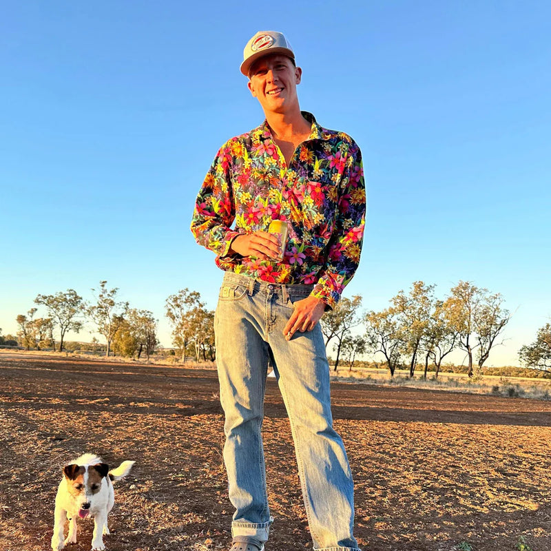 Coastal Cowboys - Midnight Mens Half Button Workshirt