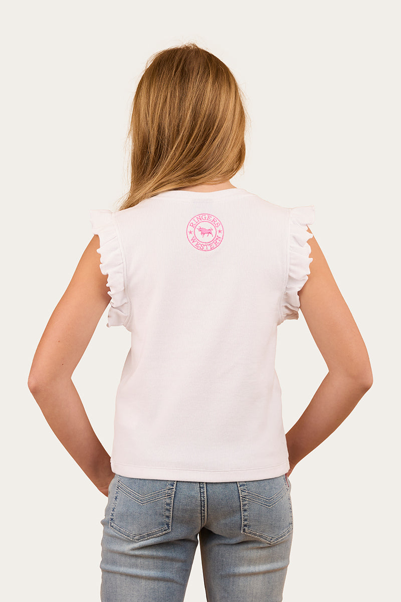 RINGERS WESTERN Milana Girls Rib Top - White
