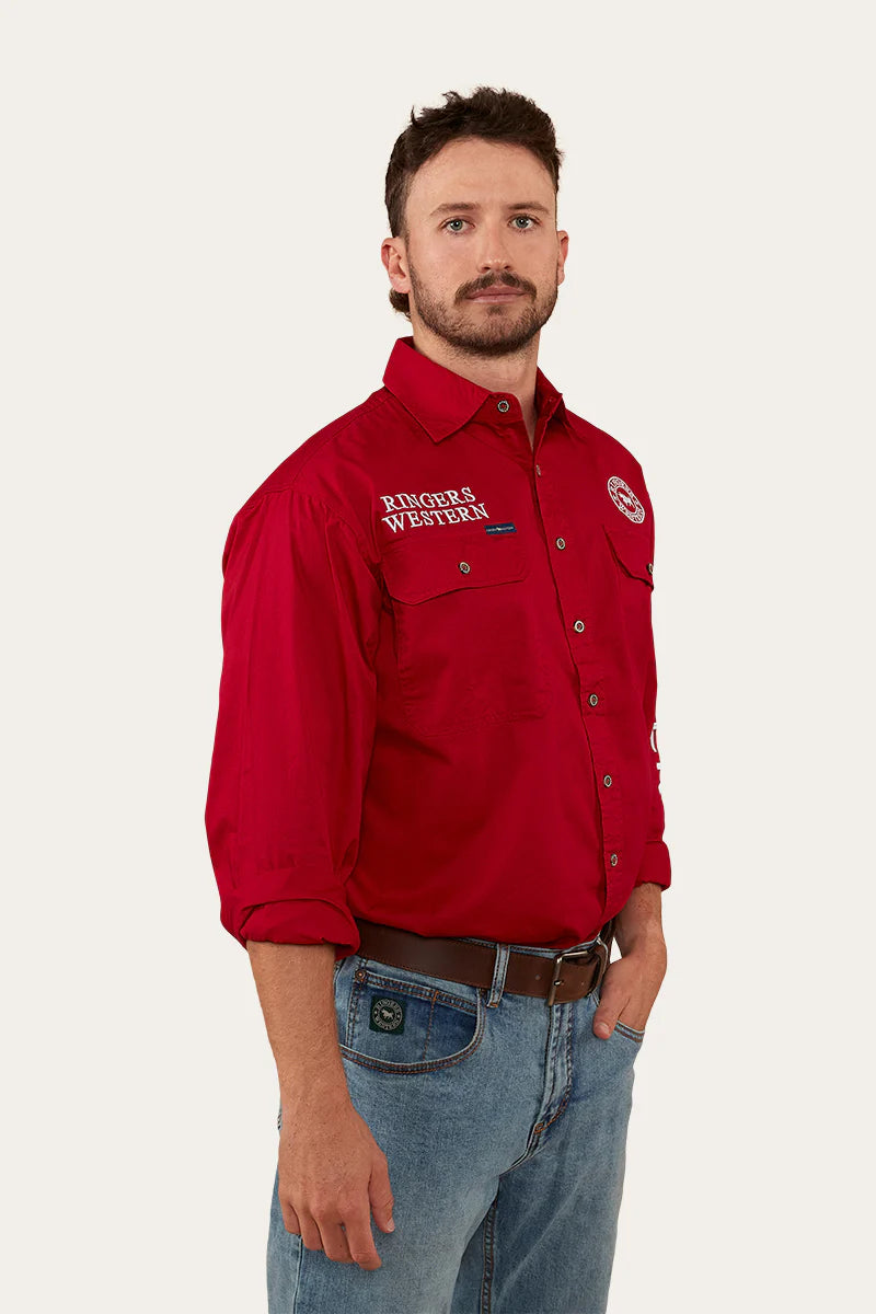 RINGERS WESTERN Mens Hawkeye Work Shirt -  Red / White