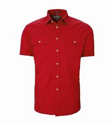 Pilbara Mens Open Front S/S Shirt- Red