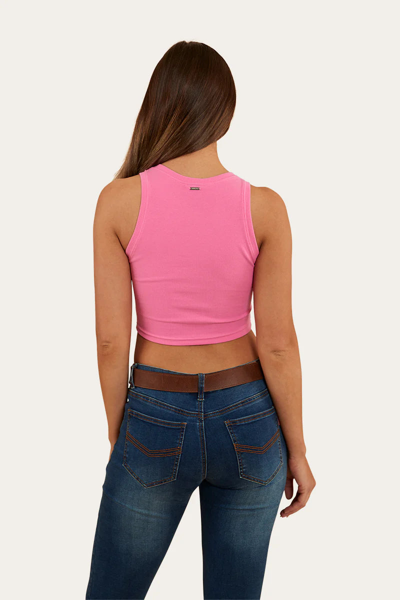 RINGERS WESTERN Paige Womens Cropped 2x2 Rib Tank -Pink