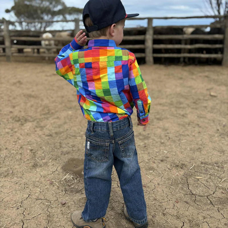Coastal Cowboy - Pixel Kids Long Sleeve Workshirt