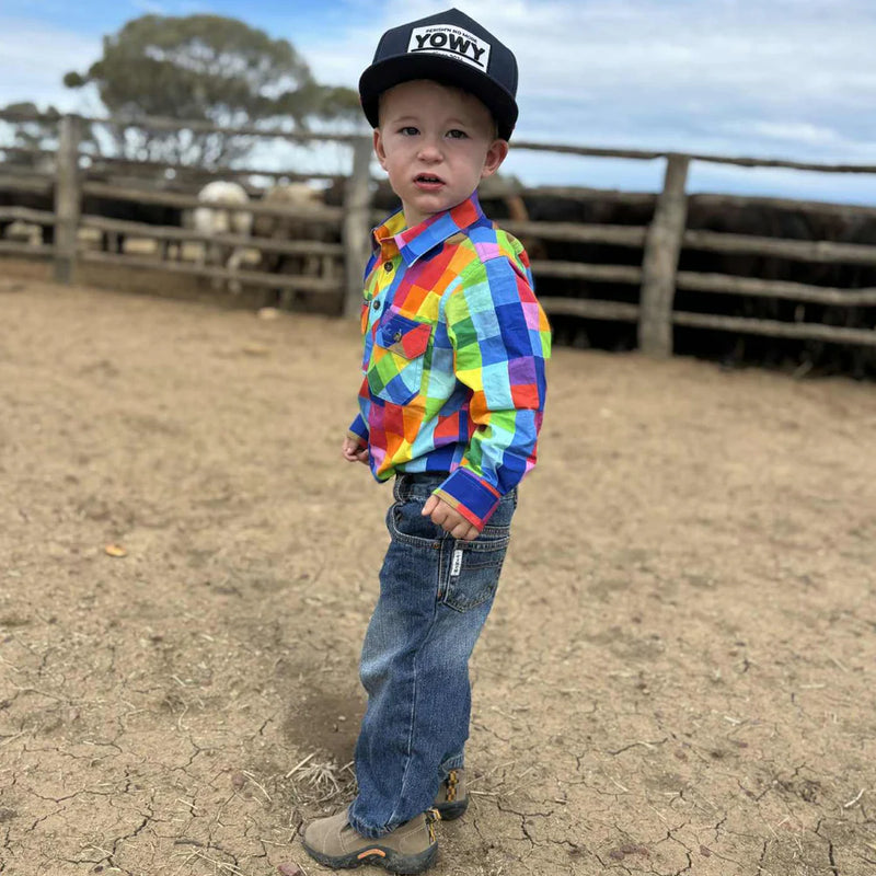 Coastal Cowboy - Pixel Kids Long Sleeve Workshirt