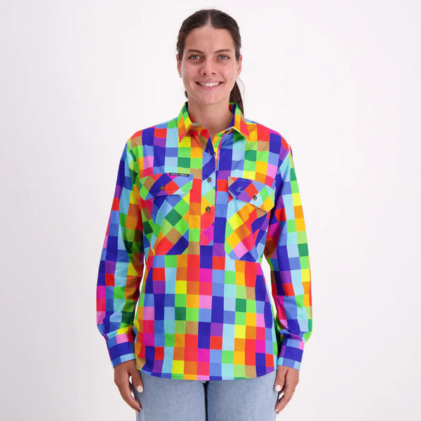 Coastal Cowboys - Pixel Women's Half Button Workshirt