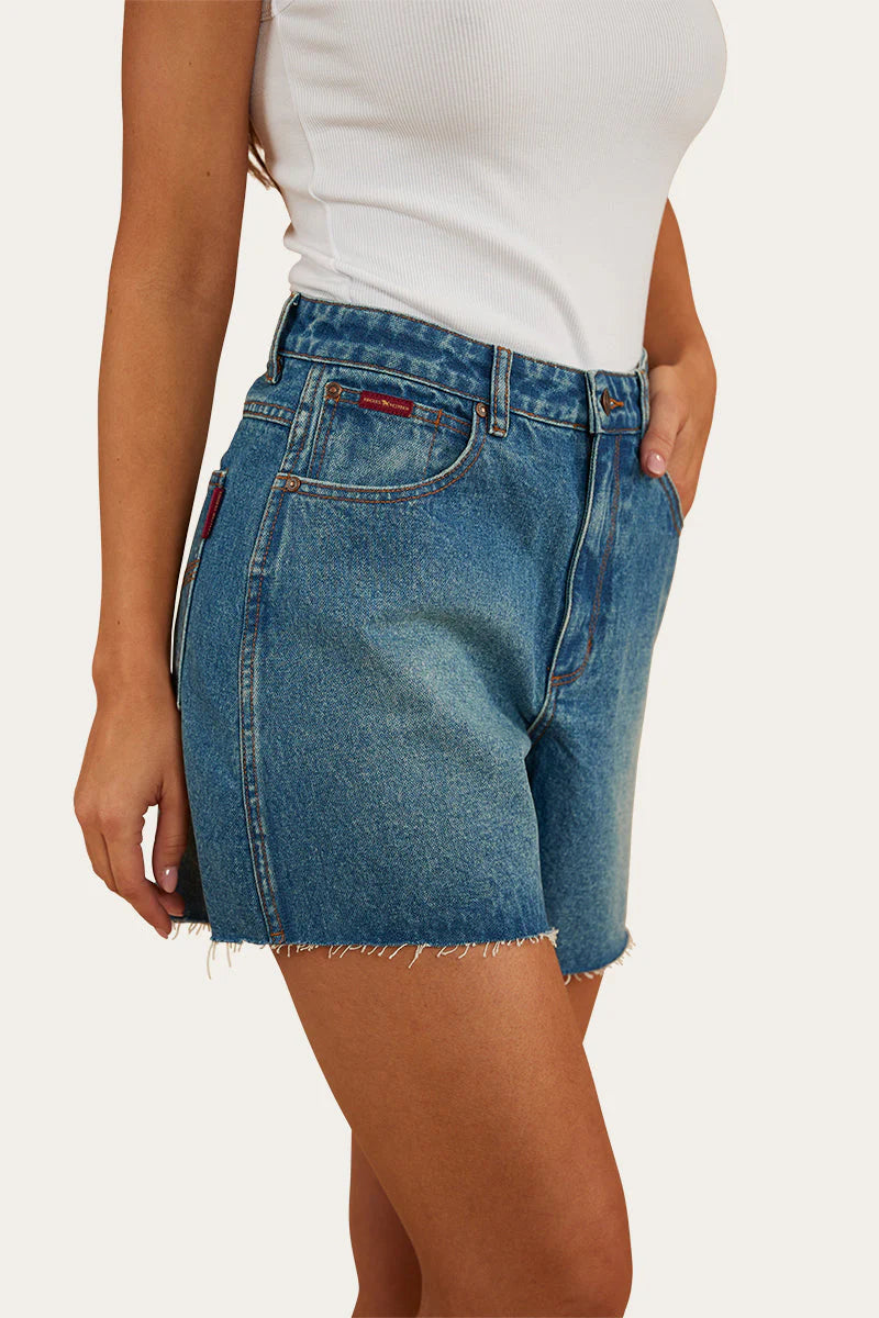 RINGERS WESTERN Remy Womens Denim Short- Mid Wash Blue