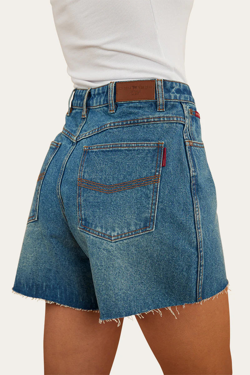 RINGERS WESTERN Remy Womens Denim Short- Mid Wash Blue