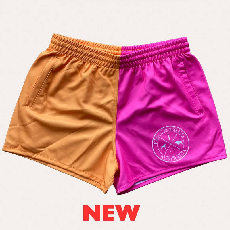 PCA Two Tone Footy Shorts - Pink/Mango