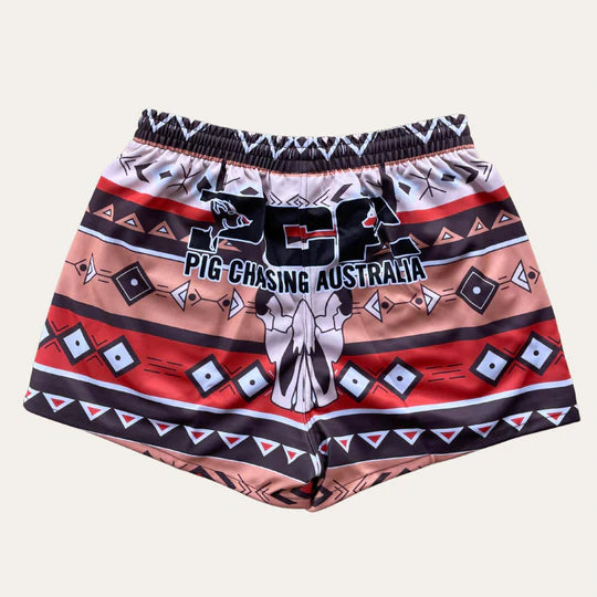 PCA Footy Shorts - Bull Skull - ZIP POCKETS